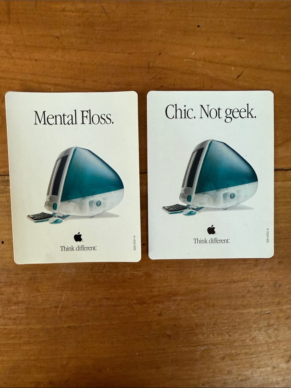 Apple Teal iMac Sticker Pair — Blue and White